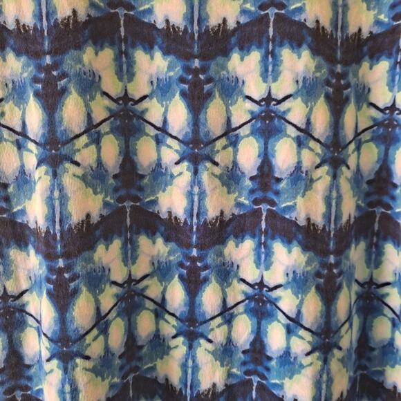 Rafaella Blue, White & Green Tie Dye Print Cotton Dress Crewneck Women's Size M - Picture 7 of 9